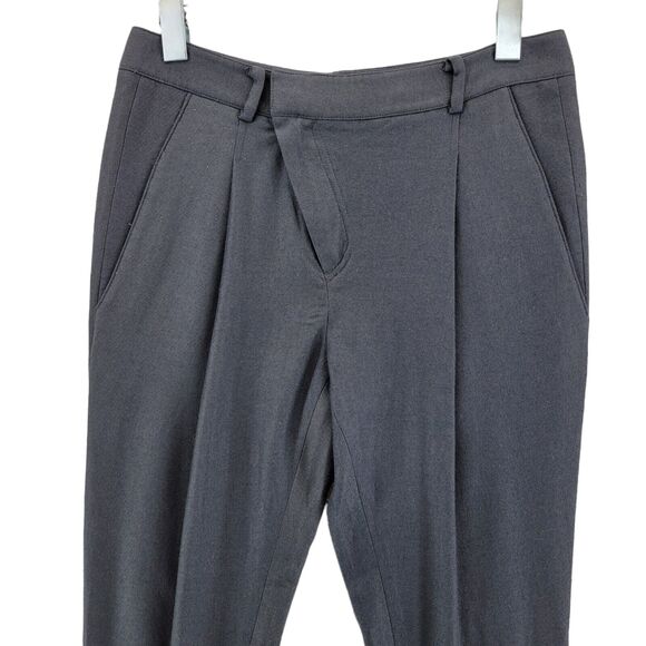 Helmut Lang Womens Pleated Pants Size 0 Asymmetrical Zip Wool Blend Gray - Picture 2 of 11